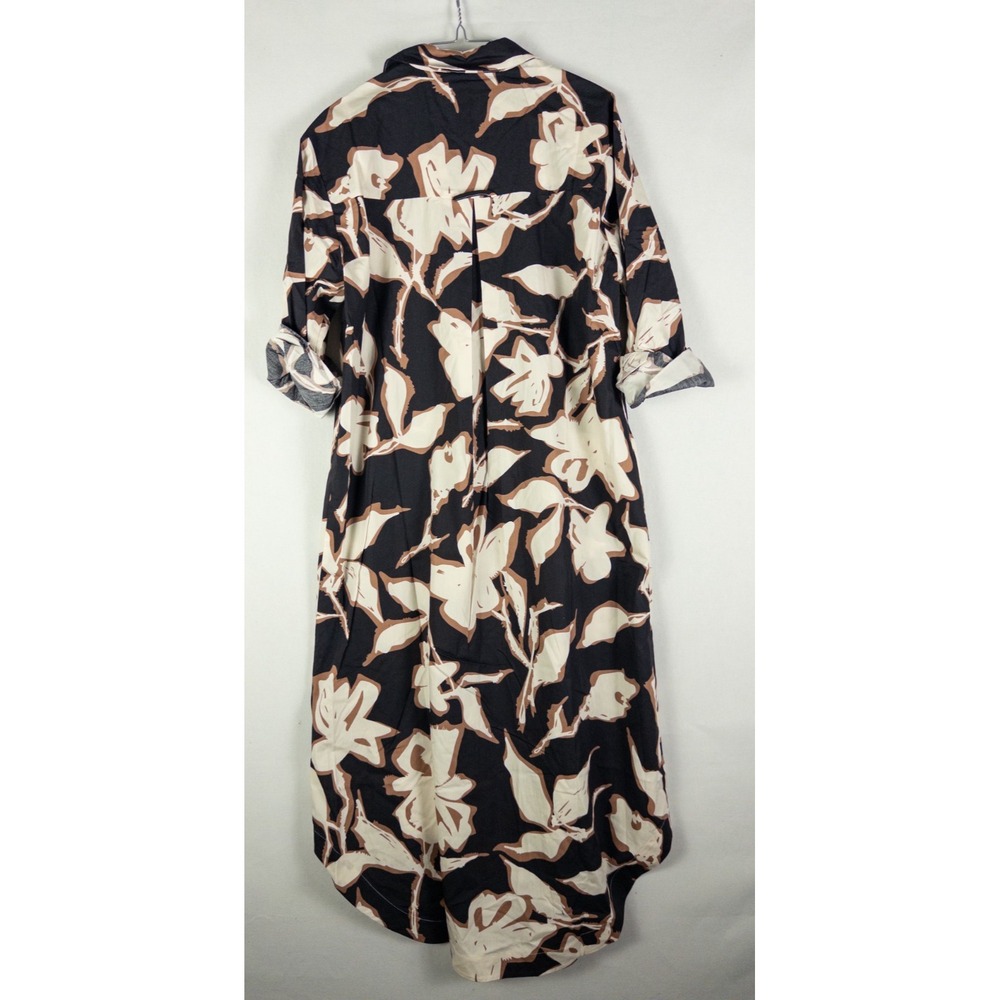 Maeve Anthropologie Shirt Dress Womens Medium Black Cream Floral Cotton - Picture 6 of 7